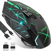 Wireless Mouse for Laptop Wireless Gaming Mouse with 2 Side Buttons for PS4/PS5/Xbox one s, RGB LED Light up, 3,200 DPI Rechargeable Gaming Mice with USB Receiver for PC/Computer/Desktop/Mac/Macbook