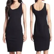 EILEEN FISHER New Medium Sheath Stretch Scoop Neck Zip Lined Dress Charcoal Gray