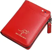 [BIGTEDDY] Waterproof RFID Blocking Leather Wallet ID Purse Men's Cash Credit Card Holder Red