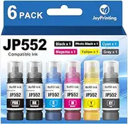 JoyPrinting 552 Ink Refill Bottles 6 Pack Compatible with Epson 552 Ink Bottles T552 Ink High Capacity Compatible for Epson ET-8550 ET-8500 Printers (BK PB C M Y GY)