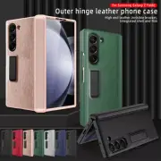 For Samsung Z Fold 6 PU Leather+Hard PC Case with Hinge Screen Protector & stand