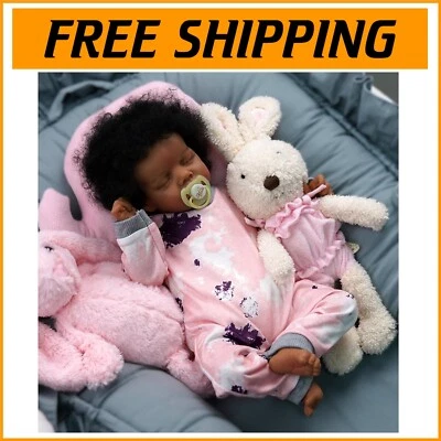 Realistic Newborn Baby Doll – 17-Inch Poseable African American Doll in Gift Box