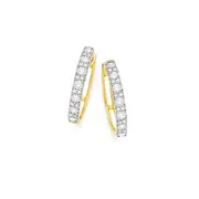 9ct Gold Diamond Claw Set Huggie Earrings