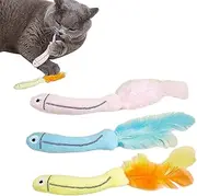 Vekol Catnip Cat Toys 3 Pack Cat Fish Toys, Plush Cat Chew Toys Teething Interactive Catnip Filled Kitten Toy Soft Pet Toy for Indoor Cats Kitten Chew and Exercise