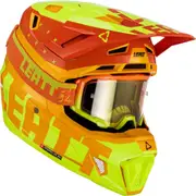 Leatt 7.5 Tricolor Motocross Helmet with Goggles, yellow-orange, Size 2XL for Men Yellow Orange