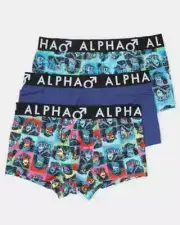 Alpha Mens Pop Ape Print 3 Pack Microfibre Trunks Sizes XS-3XL