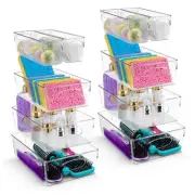 Sorbus Clear Plastic Storage Bins for Shelves with Handle 10 Pack