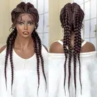 26 Inches Box Braids LaceFrontal Wig African Synthetic 4 Braid Wig with BabyHair