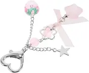 [SAFIGLE] Strawberry Bow Keychain Fashionable Bag Charm for Women Keyring Accessory Flowers and Stars