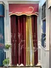 high-grade garden embroidered wine red cloth curtain tulle valance drape C1571