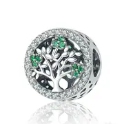 Silver plating Tree of Life Dazzling Round Charms Beads Fit Women Bracelet Jewelry