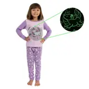 Little Jupiter Girl Pajamas with Glow in The Dark - Unicorn - Violet Purple