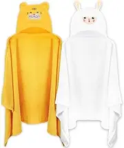 Vyndicca 2 Pack Hooded Towel,Ultra Soft Bath Towels for Kids (Yellow and White)