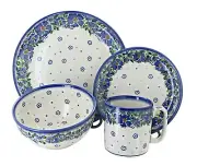 Blue Rose Polish Pottery Hannah 4 Piece Place Setting - Service for 1