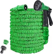 Expandable Garden Hose, Flexible Hose Pipe with 8 Function Spray Nozzle, Hosepipes for Garden, 3 Times Stretch Small Magic Water Hose Short Hosepipe with 3/4", 1/2" Fittings (25ft, Green)
