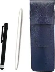 SASL-ALB-TK12-P Grain Leather Pen Case Blue Metal Touch Stick Black and Brass Dacapo Streamline Ballpoint Pen Set Pearl Axis