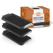 Three Cast Iron Trays & Handle Set