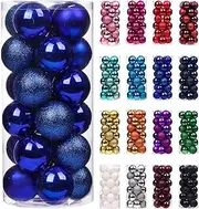 [KYUSAR] Christmas Baubles Christmas Ball Ornaments 24Pcs Christmas Balls Ornaments for Xmas Christmas Tree Decorations Hanging Ball for Holiday Wedding Party Christmas Balls Set Xmas Balls (Color : A-Blue,