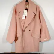 Ted Baker Women's Herringbone Oversized Cocoon Coat Size 2 - Pink, New With Tags