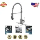 Commercial Kitchen Faucet with Pull-Down Sprayer, Chrome Stainless Steel Design