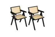 Set of 2 Levede Wicker Dining Chair Wooden Black