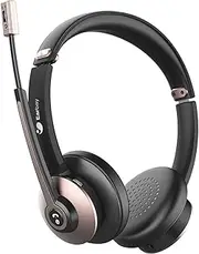 Bluetooth Headset, Wireless Headset with Microphone Noise Cancelling, Handsfree On Ear Stereo Pc Headset For Zoom/Phone/Meetings/Call Center/, 26h Playtime/Dual Connect