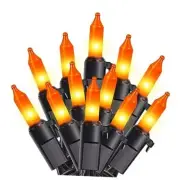 Outdoor Halloween Lights(23 Feet,)-Incandescent 100 Count Orange,Black Wire