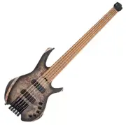 Cort Space 5 Star Dust Black Headless 5 String Bass Poplar Burl Bartolini