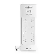 PowerShield PSZ8U2 ZapGuard 8 Way Power Surge Filter Board, USB A / C Connectors, Wide Spaced Sockets, Wall Mountable,$60,000 Connected Equipment PSZ8U2