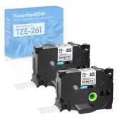 2PK Black on White Compatible with Brother TZ 261 Label Tape P-Touch PT-550 3/2"