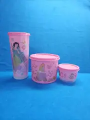 Disney Princess Tupperware 6 Piece Pink Snack/Lunch Set