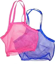 PHENOFICE 2pcs Mesh Beach Tote Bag for Boys and Girls Large Summer Seashell Storage Bag Breathable Toys Bags Unique Shape for Collecting Shell