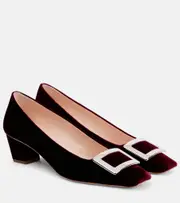 [Roger Vivier] Roger Vivier Belle Vivier 45 faux fur-trimmed pumps AU 5 burgundy