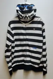 VOLCOM Men's HIGHWEAR STRIPE Full Zip Hoodie - WHT/BLK - Medium - NWT