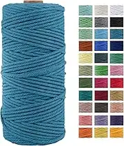 3mm x 109Yards Macrame Cord Thick Natural Cotton Rope, 4 Strand Twisted Cotton Cord for Soft Macrame Natural Color Handmade Wall Hanging, Plant Hanger, Craft, Knitting, Decorative Project