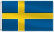 3×5 FT Sweden Flag,Large Swedes National Decor,Double Side Digital Printed 75D Polyester Banner With Canvas Header Brass Grommet
