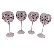 Pampered Chef Dots Wine Glasses Stemware #2833 Polka Dot Balloon 8.5" Tall NEW 4