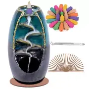 SPACEKEEPER Ceramic Backflow Incense Holder and Burner Waterfall, with 120 Ba...