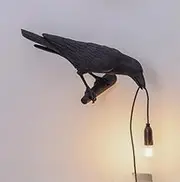 Lucky Bird Resin Wall Lamp Nordic Simple Creative BedHead Animal Decoration Desk Lamp Bird Night Lamp Decoration (Black Left Wall lamp,Australian Standard Plug+LED Light Source)