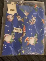 SSLR-Mens-Christmas-Hawaiian-Shirts-Santa Claus Blue Medium