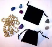 12 SMALL BLACK VELVET DRAWSTRING STORAGE JEWELRY BAGS soft bag coins rocks new
