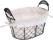 Nordic Style Iron Wire Basket with Detachable Lining Multi Functional Food and Snack Storage for Fruits Vegetables and Home Organization for Picnics and Decor