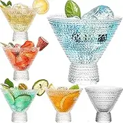 Martini Glasses, Set of 6 Vintage Cocktail Glasses, 8oz Crystal Stemless Margarita Glasses, Heavy Base Glassware for Martini, Cocktail, Margarita, Cosmopolitan, Pisco Sour, Brandy, Manhattan