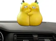 Cute Couple Doll Ornaments - 2X Cartoon Pear Shaped Figurines Resin - Home Table Decoration, for Home Workplace