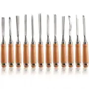 12 PCS Wood Carving Tools Gouges Woodworking Chisels Full Size Wood Carving K...