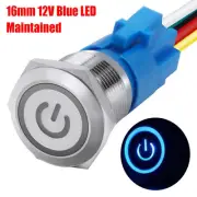 16mm Waterproof Metal Push Button Switch LED Light Latching 1NO 1NC With Wire