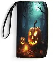 [BFGWK] Large Wallet Novelty Happy Pumpkins Printing Long Wallet With Zipper Leather Wallet Suitable For Both Men And Women, style, 19.7x10.5cm, Style, 19.7x10.5cm, 现代