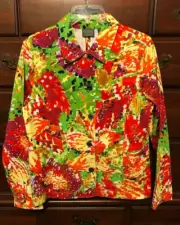 Chico's Additions Colorful Bright Stroke Mandy Jacket Size 1 (8/10) NWT