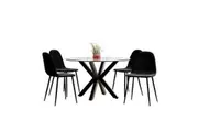 Rylee 120cm Black Round Table w/ 4 Halsa Chairs Dining Set - Black