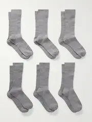 [CDLP] CDLP - Pack Of Six Ribbed Cotton-blend Socks - Gray - EU 36-38 EU 36-38 Gray